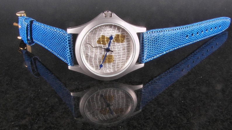 Silver Argentium Watch with 24k gold image 5