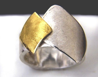 Gold Keum-Boo ring with silver argentium base