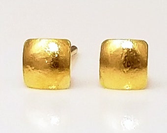 24 Karat square domed and 24 Karat post earrings