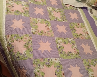 Baby-Sterne-Krippendecke, handgesteppte Baby-Mädchen-Decke!