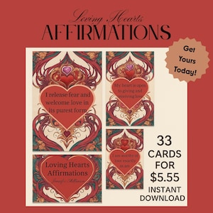 Liebevolles Herz Affirmationskarten | 33 druckbare Zitate über Selbstliebe und Heilung | Digitaler Download für emotionales Wohlbefinden, spirituelles Wachstum