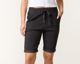 Non-Crush Drawstring Shorts: Viscose Blend, One Size (UK 8-16)