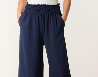 Palazzo Hose mit weitem Bein: Elastische Taille, Taschen - Einheitsgröße (UK 8-16)