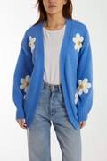 3D Daisy Flower Cardigan: Women's Cozy Knit, Autumn/Winter