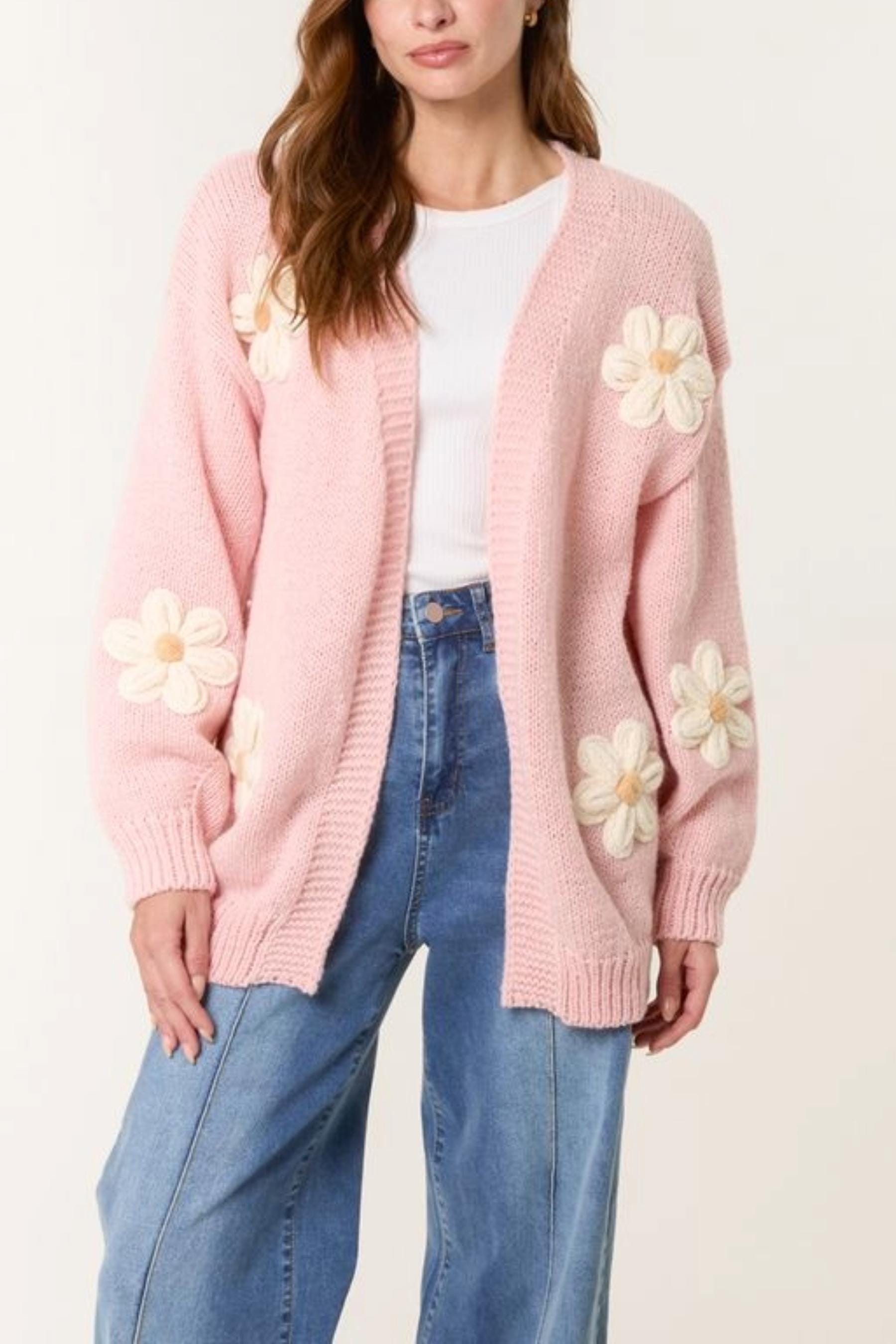 3D Daisy Flower Cardigan: Women's Cozy Knit, Autumn/winter - Etsy