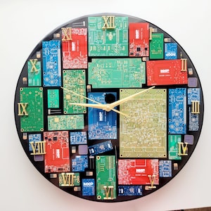 Circuit Board Epoxy Wall Clock - PCB wall clock - Tech Accessory - Office Wall Clock - Recycled - Fathers Day