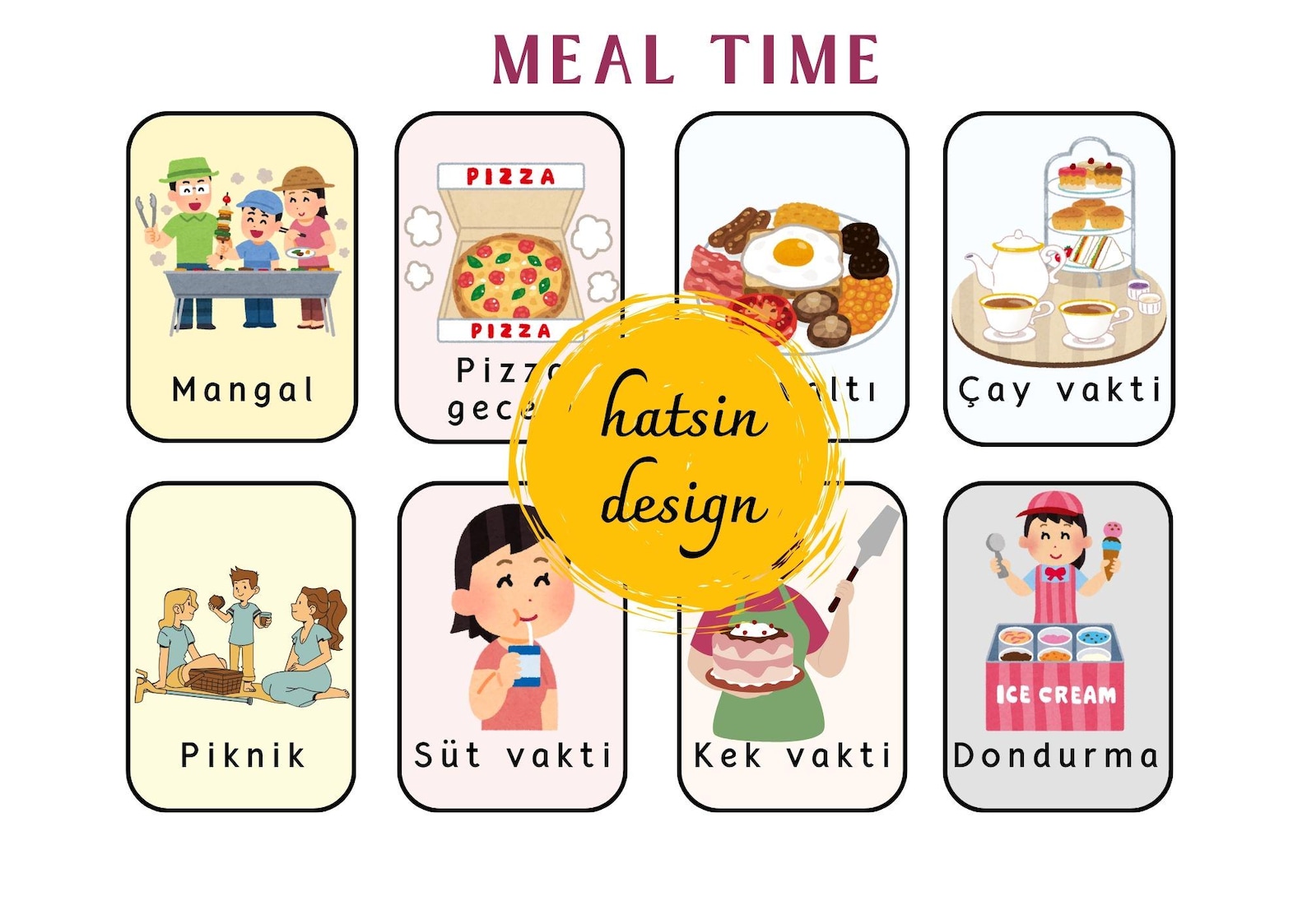100 Turkish Daily Routines Flashcards - Digital Download - Printable ...