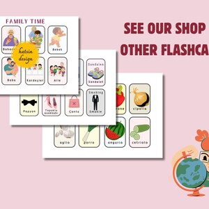 May include: A set of colorful flashcards with images and words in Italian. The flashcards feature family members, clothing, and vegetables. The text on the flashcards includes words like "Anne", "Bobo", "Kardesler", "Aile", "Sandalet", "Smoking", "Papyon", "Ayakkabi", "Canto", "Smokin", "Aglio", "Porro", "Anguria", "Cetriolo", "Anneonne", "Babect", "Bebek", "Sandalen", "Cipollo", "Tom", "Papillon", "Ayakkabi", "Canto", "Smokin", "Aglio", "Porro", "Anguria", "Cetriolo".