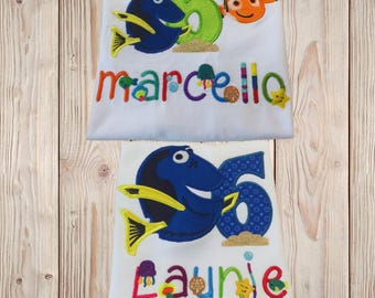 Finding Nemo & Dory gepersonaliseerde verjaardagsshirts