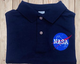NASA Meatball Black Logo Embroidered Polo Shirt - up to 3X - NASA ...