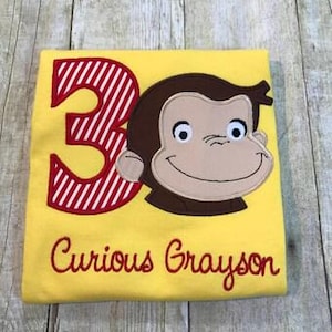 Curious George personalisierte Geburtstags-Shirt