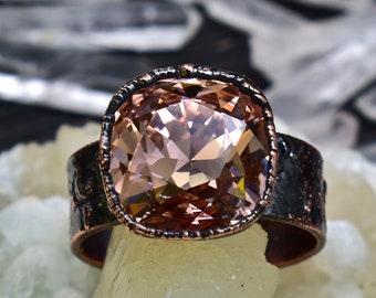Electroformed Crystal Ring, Celestial Ring, Swarovski Crystal, Cocktail Crystal Ring, , Cushion Cut Statement Ring, Swarovski Crystal Ring,