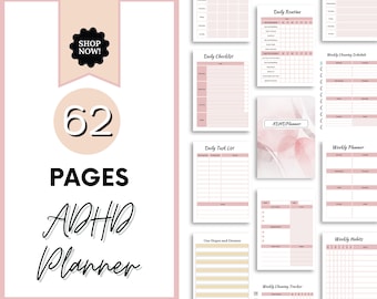 Adult ADHD planner, Adhd Planner Printable, ADHD Productivity Planner, adhd digital planner, adhd daily planner