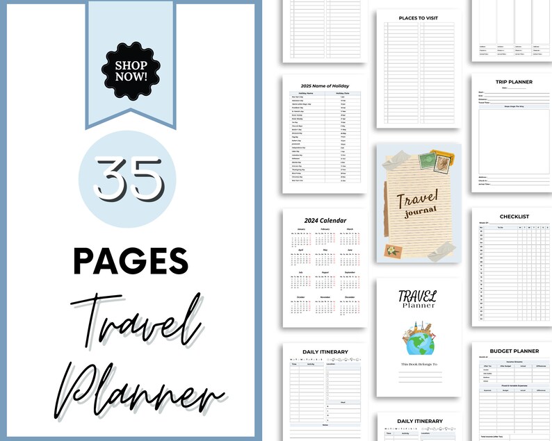 Travel Planner, Travel Planner Printable BUNDLE, Trip Planner, Vacation ...