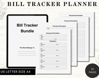 Bill Tracker, Monthly Bill Planner, Monthly Bill Tracker, Bill Payment, Printable Bill Pay Organizer Bill Management