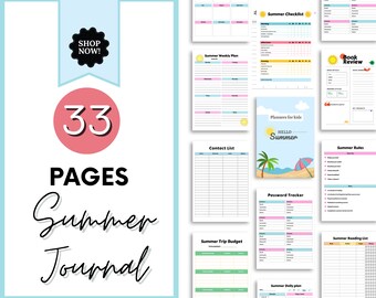 Summer journal for kids, Editable Summer Planner 2024, Printable Summer Kids Planner, Summer Chore Chart, Summer Calendar
