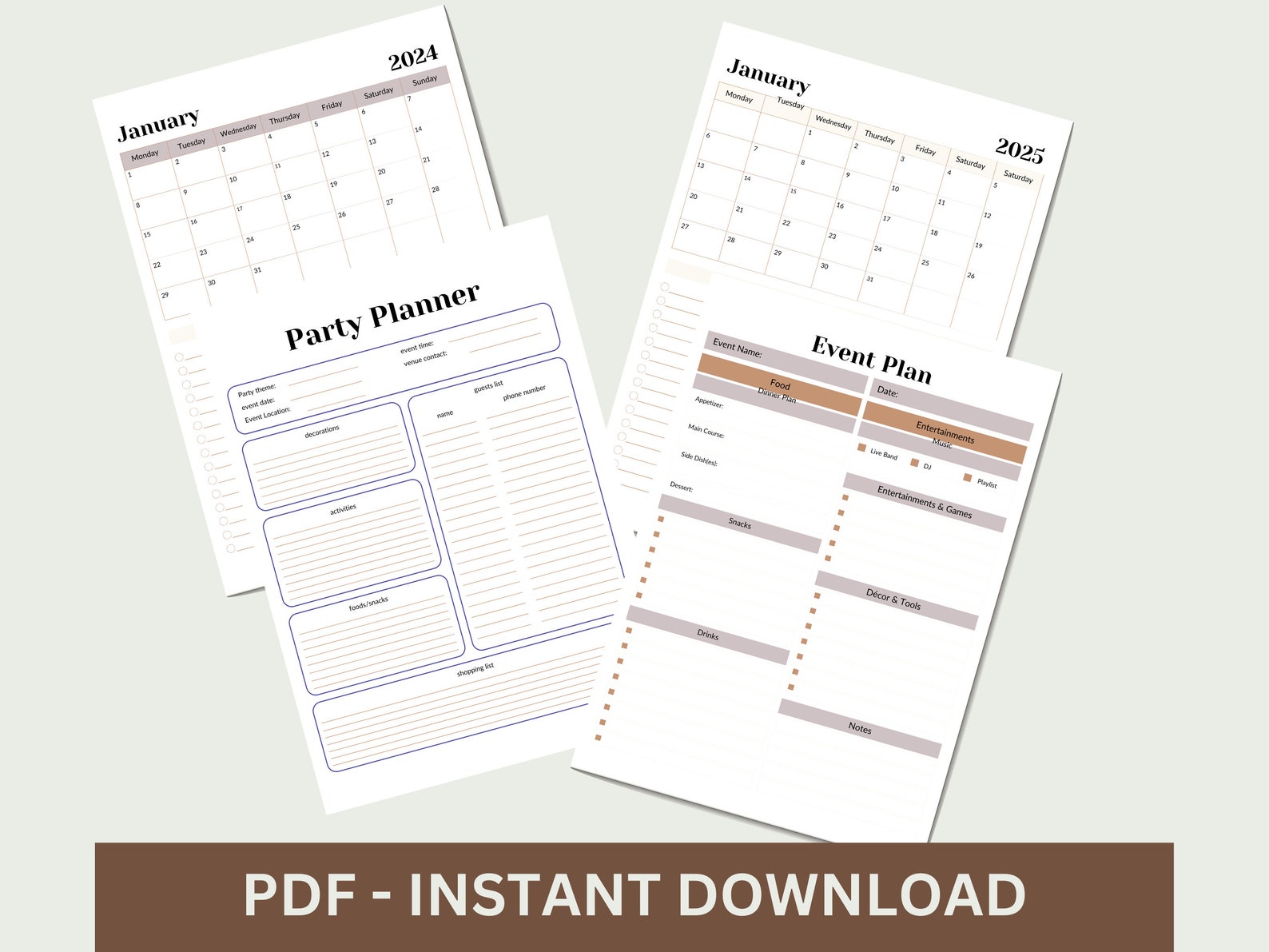 Printable Event Planner Bundle, Party Organizer, Editable Party Guest ...