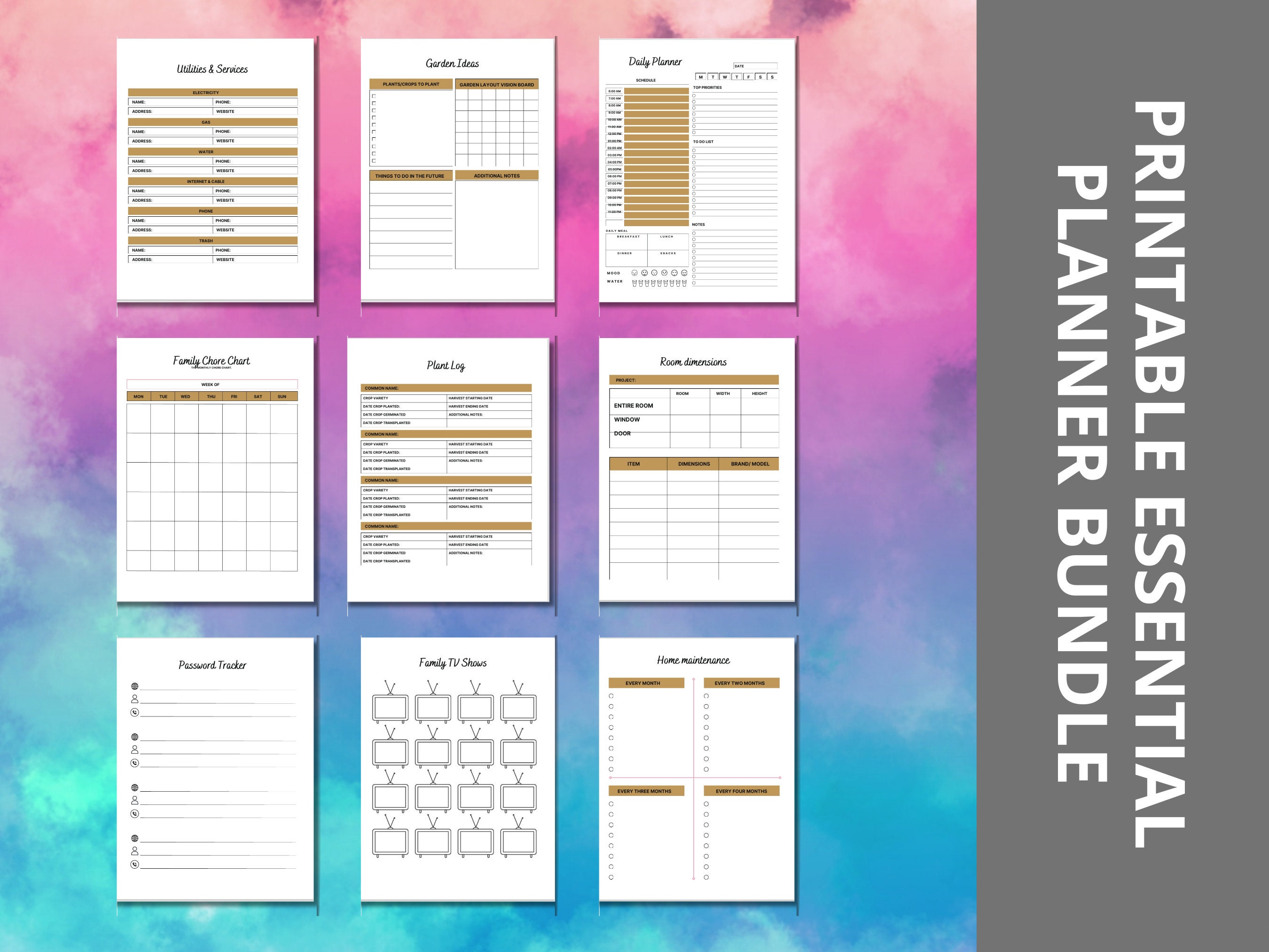 Essential Planner, Daily Weekly Monthly Planner Printable, Digital ...