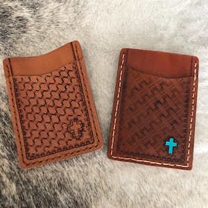 Cartera de cuero para hombre, tarjetero hecho a mano, billetera occidental, billetera minimalista, regalo para el día del padre, regalo de cuero para él, clip para billetes