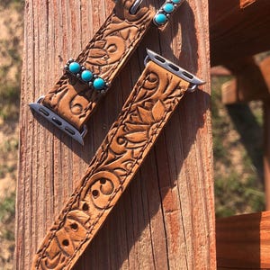 leather Apple Watch band ladies custom leather watch band hand tooled watch band western jewelry accessories cowgirl Apple Watch band