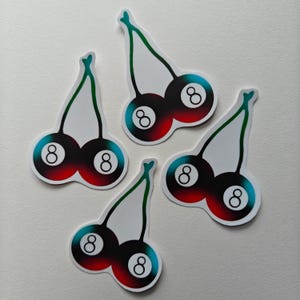 Cherry 8ball sticker | waterproof matte | aesthetic vinyl decal