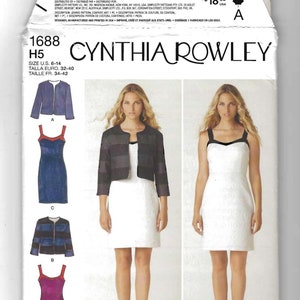 Dress and Jacket Sewing Pattern Misses Size 6 - 14 Simplicity 1688 Designer Cynthia Rowley