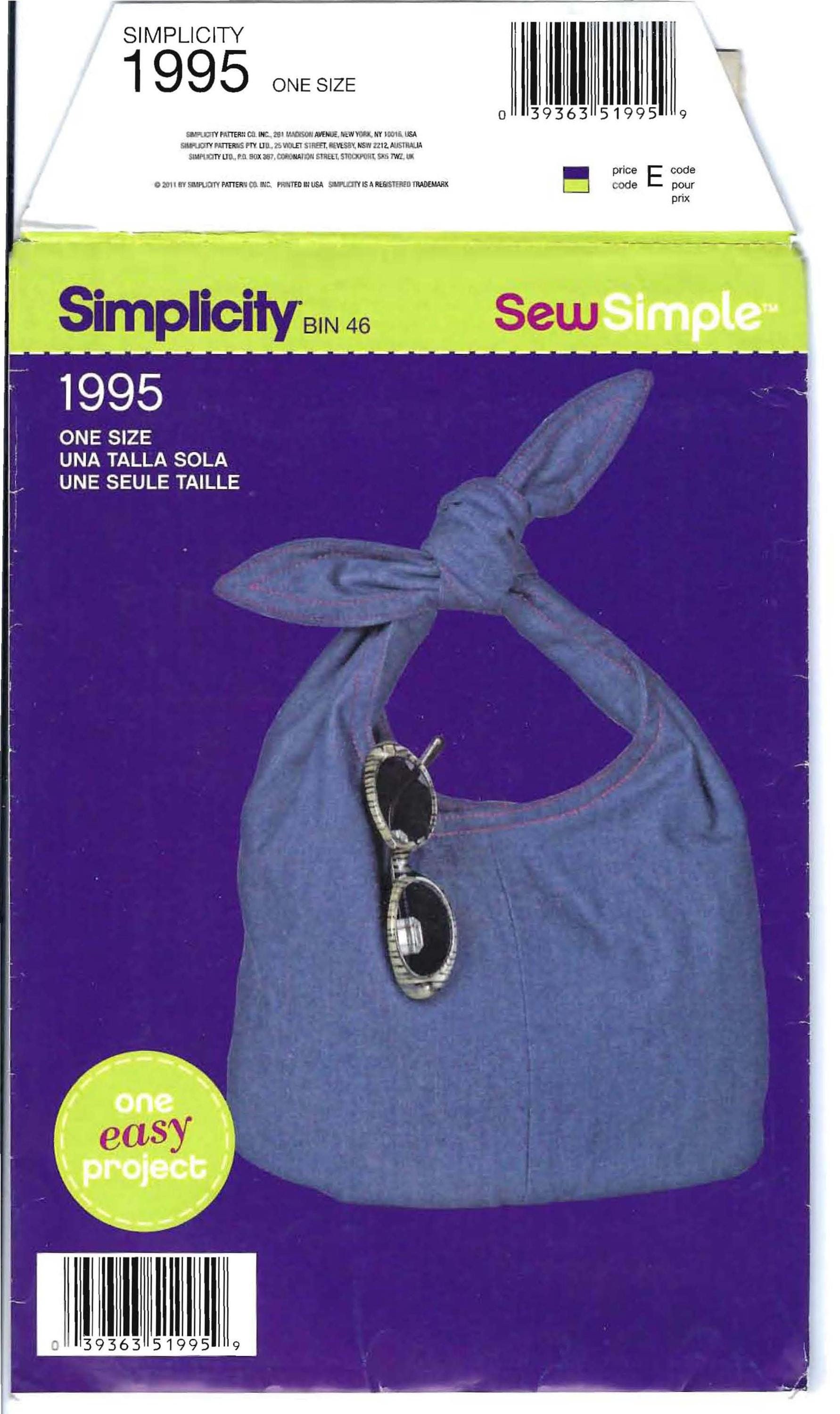 Tote Bag Pattern Simplicity 1995 Easy Project FREE SHIPPING - Etsy