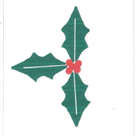 Christmas Holly Machine Embroidery Design For Brother Bernina Etsy