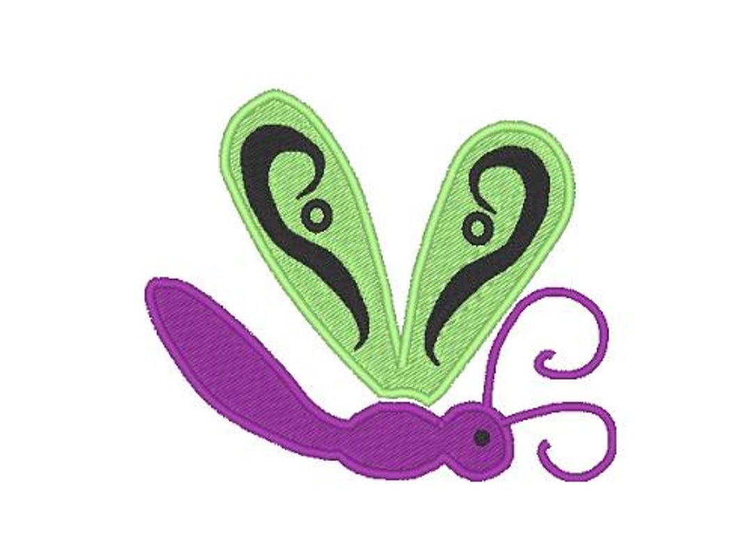 Cute Dragonfly One Applique and Stitched Machine Embroidery Design for ...