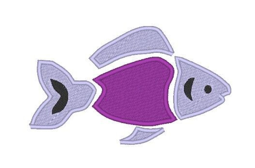 Cute Fish Applique and Stitched Machine Embroidery Design for Many ...
