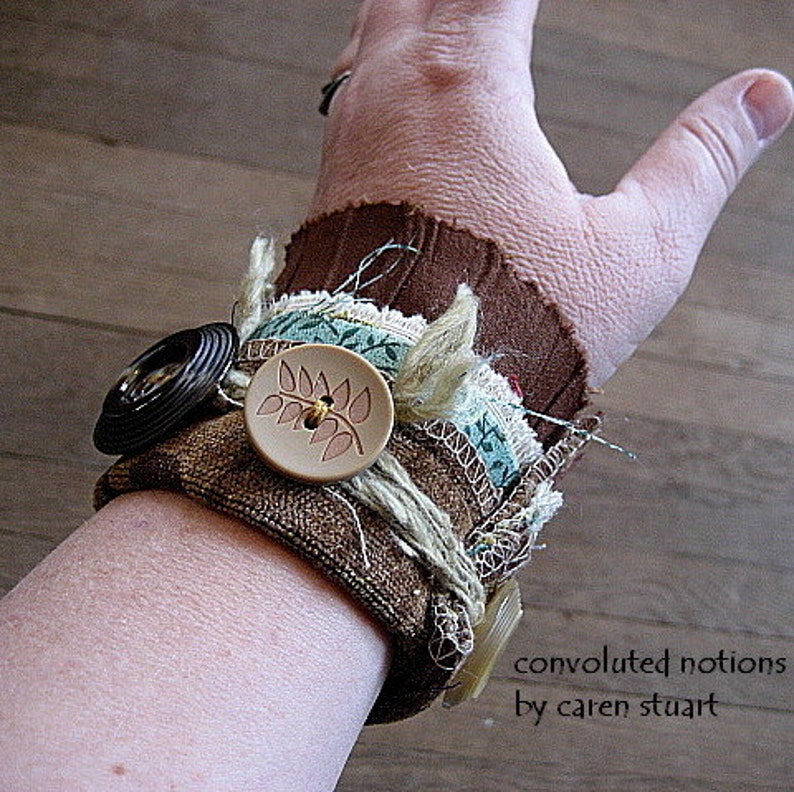 Handmade Coffee Cup Cozy Fabric Bracelet Wrist Cuff With Large - Etsy