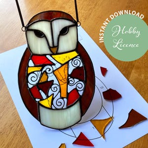 Stained Glass Owl Pattern, Scrap Glass Project, Bird Suncatcher, PDF & SVG, Offcut Friendly Design