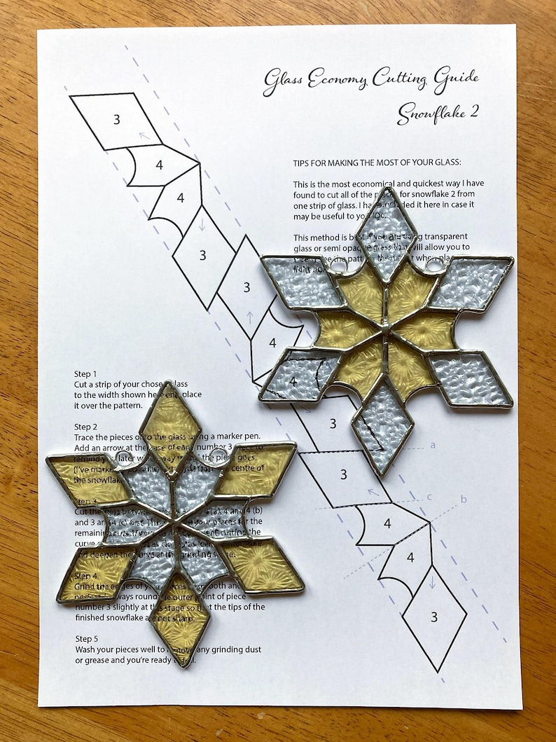 Snowflake Glass Pattern Snowflakes Stained Glass Pattern: 2 Winter Light Catching Designs (PDF ...