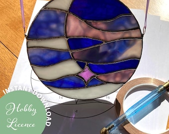 Misty Moon Stained Glass Pattern: Celestial Decor (PDF & SVG Download)