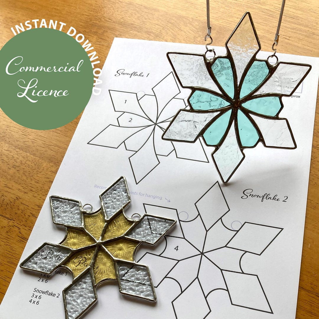Snowflake Glass Pattern Snowflakes Stained Glass Pattern: 2 Winter Light Catching Designs (PDF ...