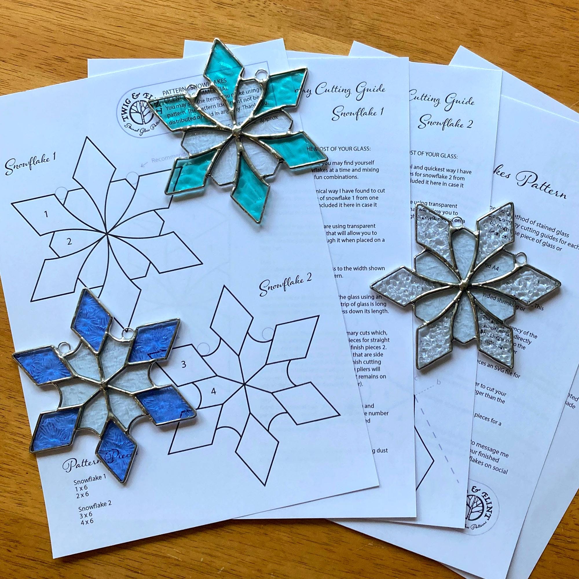 Snowflake Glass Pattern Snowflakes Stained Glass Pattern: 2 Winter Light Catching Designs (PDF ...