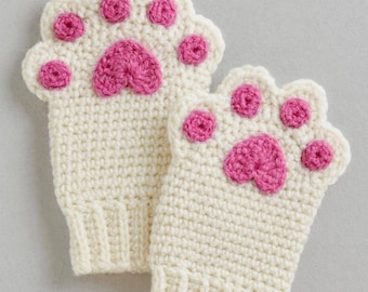 Hand Knitted Wool Gloves with No Fingers | Cat Paw Style Hand Warmers | Unique Valentines Gift