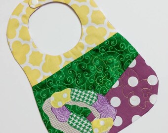 King cake bib, Mardi Gras bib