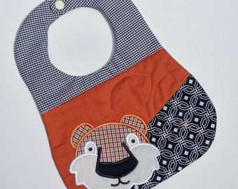 Navy and Orange Tiger Bib