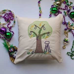 Mardi Gras Bead Tree and Parade Ladder Pillow Cover