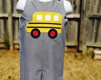 Yellow school bus romper or short set