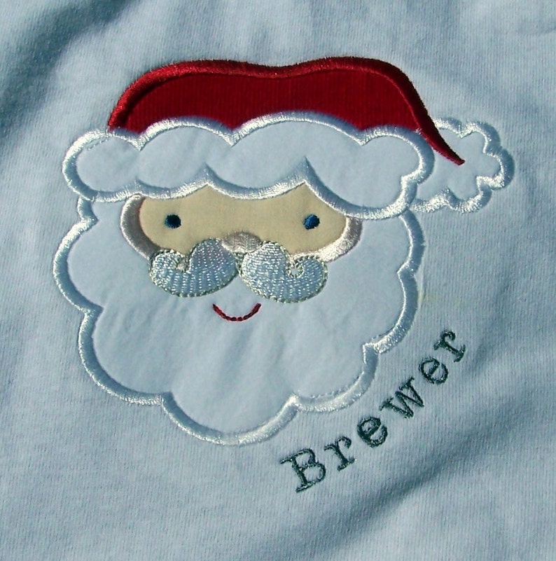 Personalized Santa Applique Tee Shirt and Pants set image 1