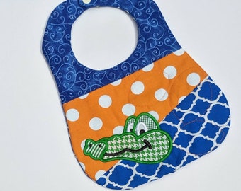 Blue and Orange Gator Bib