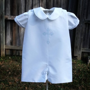 White Jon Jon with Cross for Baptisms and Baby Dedications Ready to Ship image 1
