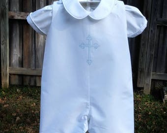 White Jon Jon with Cross for Baptisms and Baby Dedications Ready to Ship