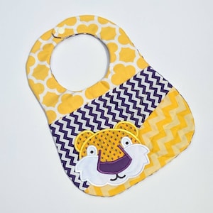 Tiger Purple and Gold Baby Bib