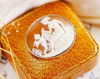 Victorian Gold Shell Cameo Brooch