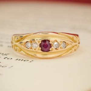 1911 Edwardian Ruby & Diamond Band