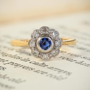 Edwardian Sapphire & Diamond Cluster Ring