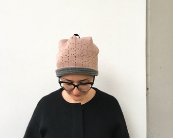 Handmade hat, neoprene hat, powder rose hat, cap, headset, winter hat, warm head, artisanal cap, beanie, striped lining